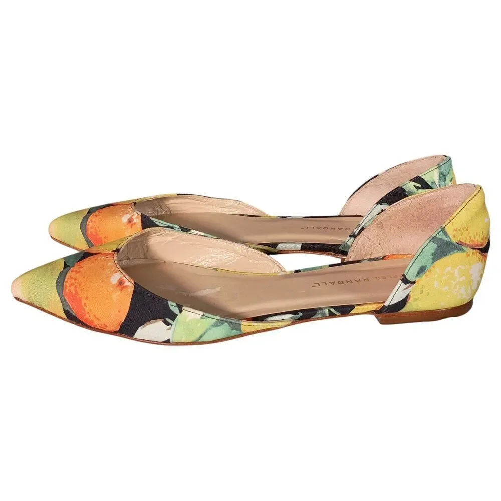 Loeffler Randall D-Orsay Ballet Flats Citrus Fruit Textile Pointed Toe Womens 9